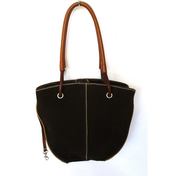 REGAZZE Italy Brown Suede Leather Tote Bucket Bag - Picture 1 of 12